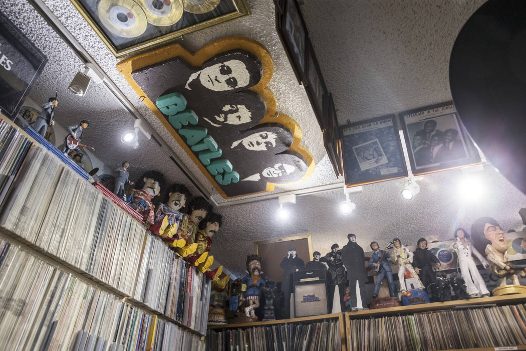 Wax Trax Records owner Rich Rosen has a large collection of rare Beatles records and collectables. Photo taken on Friday, March 17, 2017, at Wax Trax Records, in Las Vegas. (Benjamin Hager/Las Veg ...