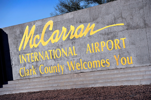 McCarran International Airport marque sign is seen on Tuesday, Nov. 25, 2014, in Las Vegas. (David Becker/Las Vegas Review-Journal)