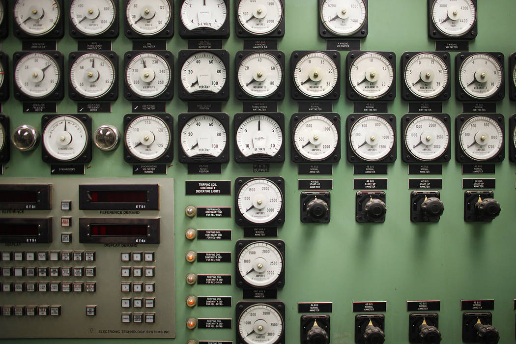The control at the Reid Gardner Generating Station on Thursday, March 16, 2017, in Moapa, Nev. (Rachel Aston/Las Vegas Review-Journal) @rookie__rae