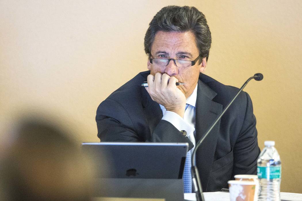 Bill Hornbuckle, president of MGM Resorts International, listens during a Southern Nevada Tourism Infrastructure Committee meeting. (Jeff Scheid/Las Vegas Review-Journal) @jeffscheid