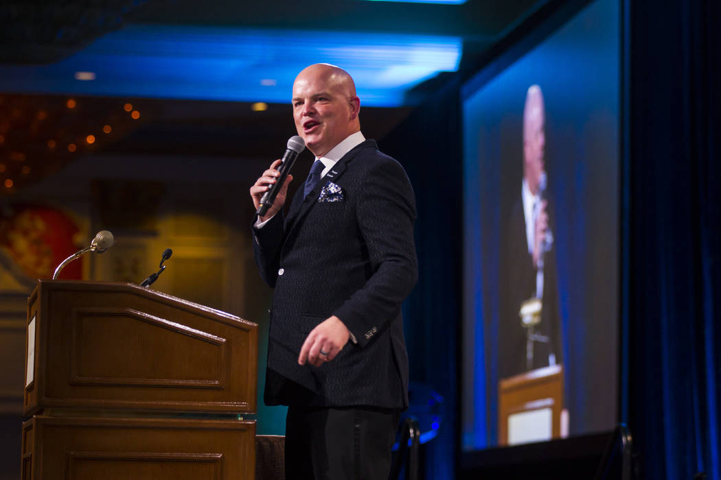 Chet Buchanan hosts the Adelson Educational Campus' 13th annual In Pursuit of Excellence Gala at The Venetian hotel-casino in Las Vegas on Sunday, March 26, 2017. (Chase Stevens/Las Vegas Review-J ...