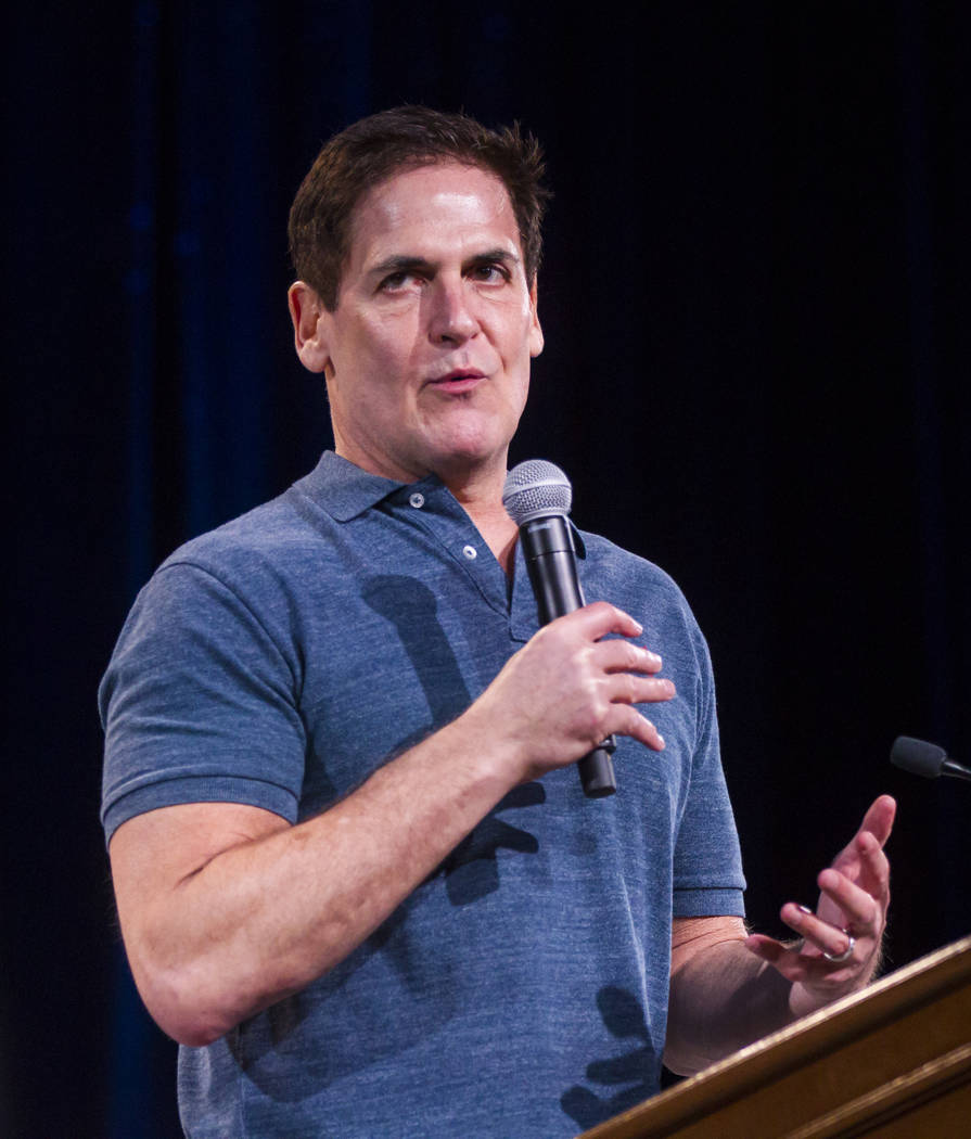 Entrepreneur Mark Cuban speaks during the Adelson Educational Campus' 13th annual In Pursuit of Excellence Gala at The Venetian hotel-casino in Las Vegas on Sunday, March 26, 2017. (Chase Stevens/ ...
