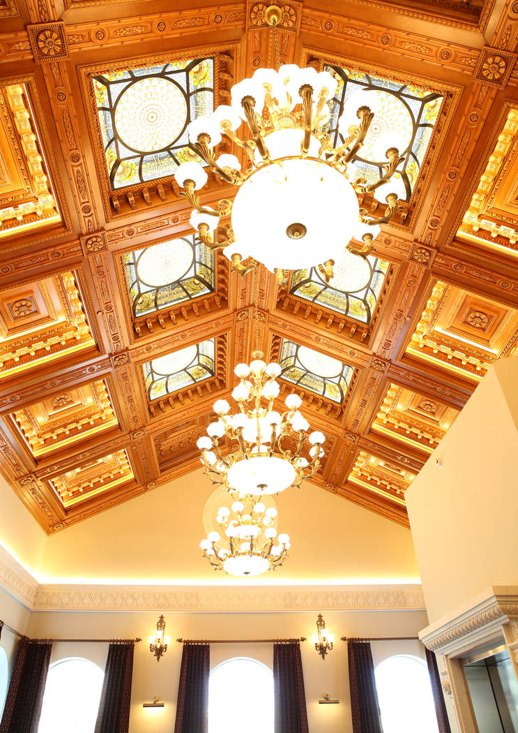Wooden ceiling of the lobby outside of the Nevada Supreme Court courtroom on Clark and Fourth Street on Friday, March 24, 2017, in Las Vegas. (Bizuayehu Tesfaye/Las Vegas Review-Journal) @bizutesfaye