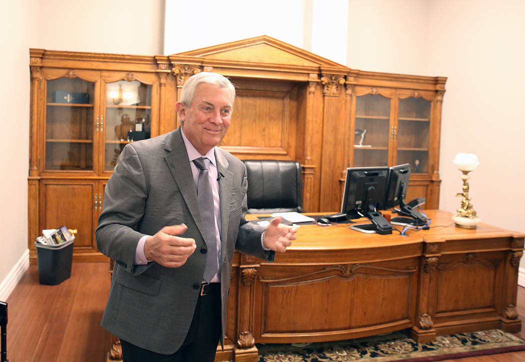 Justice James Hardesty leads a tour of his office at the new Nevada Supreme Court building on Clark and Fourth Street on Friday, March 24, 2017, in Las Vegas. (Bizuayehu Tesfaye/Las Vegas Review-J ...