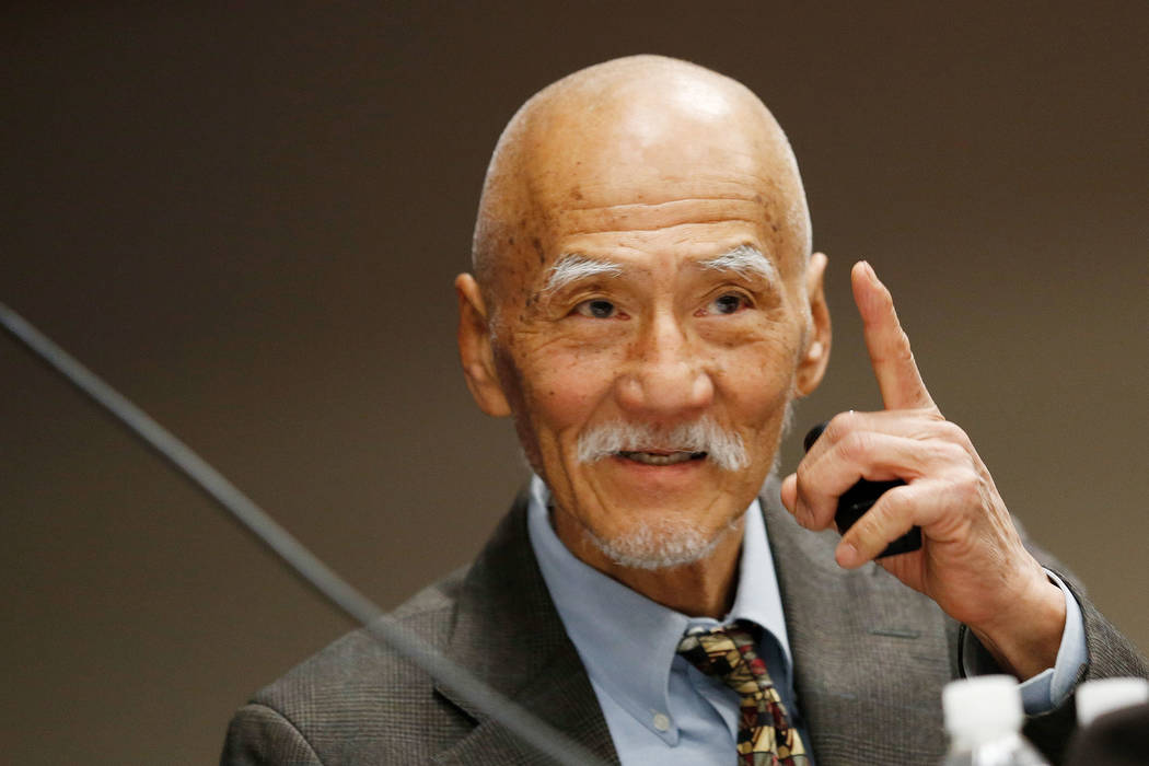 Henderson mayoral candidate Jerry Sakura speaks during a debate-forum at the Henderson Convention Center, Monday, March 27, 2017, in Henderson. (Chitose Suzuki/Las Vegas Review-Journal)