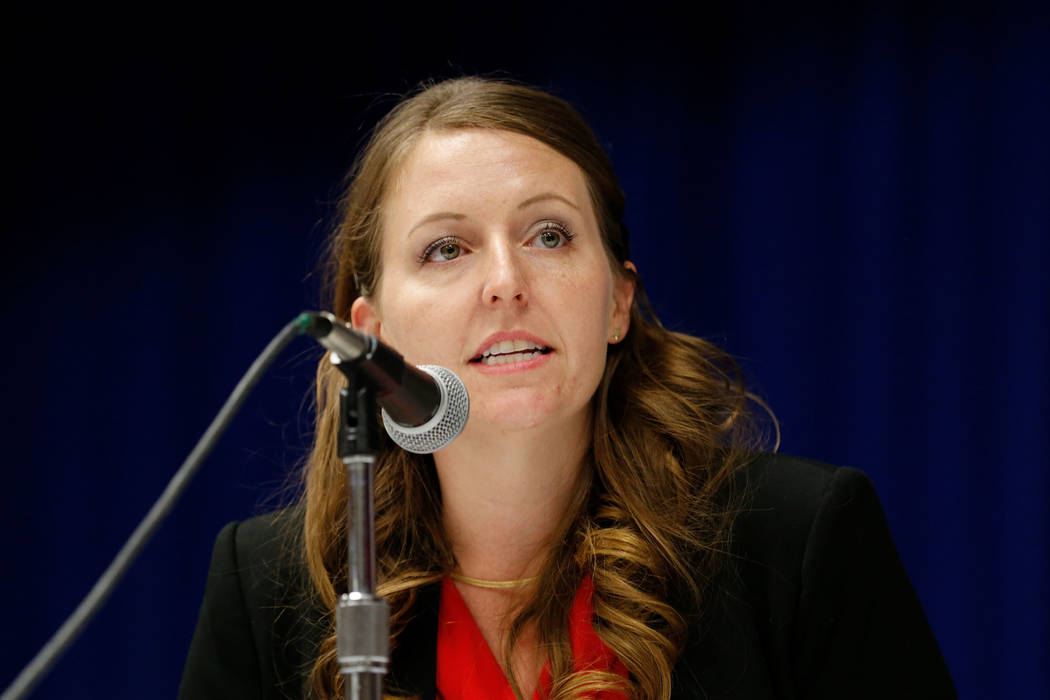 Henderson mayoral candidate Crystal Hendrickson during a debate-forum at the Henderson Convention Center, Monday, March 27, 2017, in Henderson. (Chitose Suzuki/Las Vegas Review-Journal)