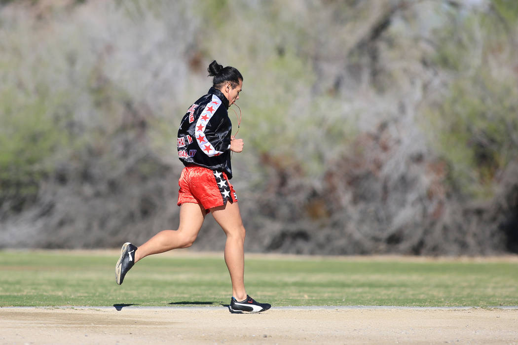 A jogger exercises at Sunset Park in Las Vegas on Friday, March 24, 2017. (Brett Le Blanc/Las Vegas Review-Journal) @bleblancphoto