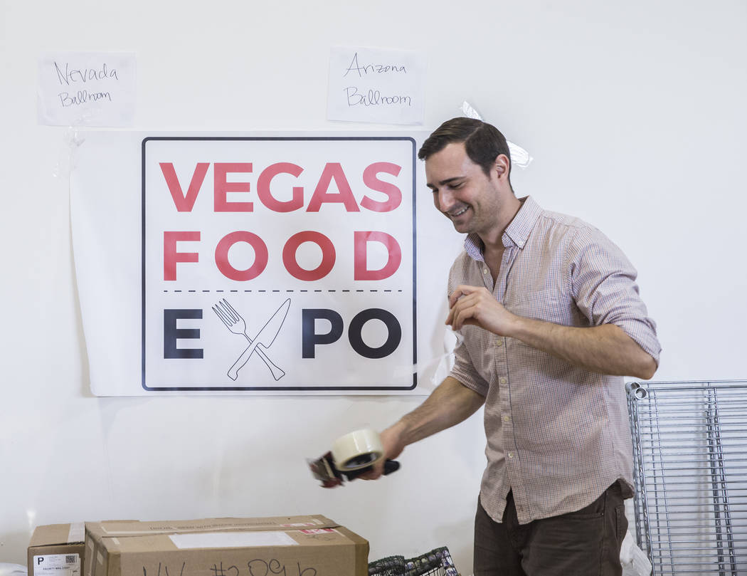 Vegas Food Expo founder Brett Ottolenghi packs up products at Artisanal Foods on Monday, March 27, 2017, in Las Vegas. Vegas Food Expo is a two-day event held at Gold Coast hotel/casino highlighti ...