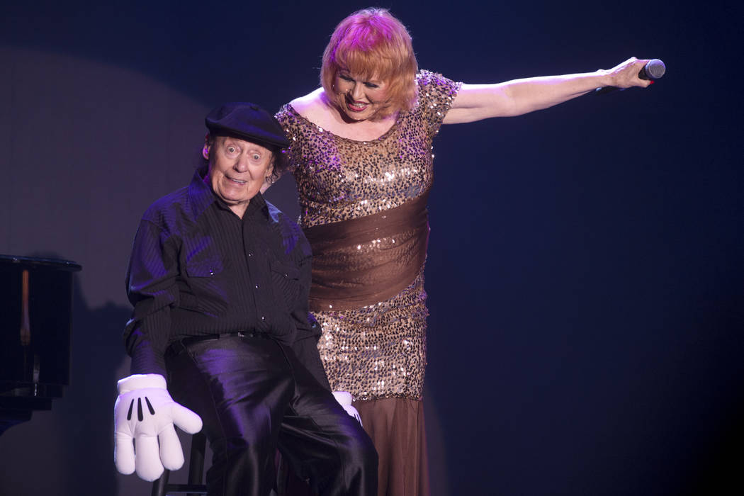 Comedian Marty Allen and his wife Karon Kate Blackwell celebrate his 95th birthday with a show at the South Point Thursday, March 23, 2017. (Sam Morris/Las Vegas News Bureau)