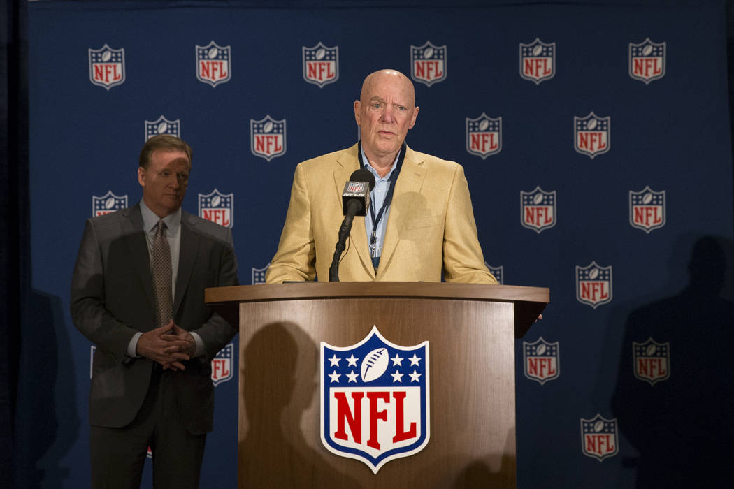 Houston Texans owner Bob McNair speaks during a press conference after the NFL approved the Raiders move to Las Vegas with a 31-1 vote in day two of the NFL Annual Meeting on Monday, March 27, 201 ...