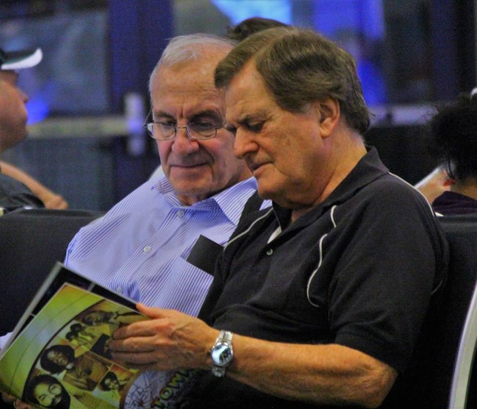 Vincent Falcone was pianist and music director for several superstars, including Frank Sinatra and Tony Bennett, in a career in Las Vegas dating to 1970. He is shown here with his longtime friend ...