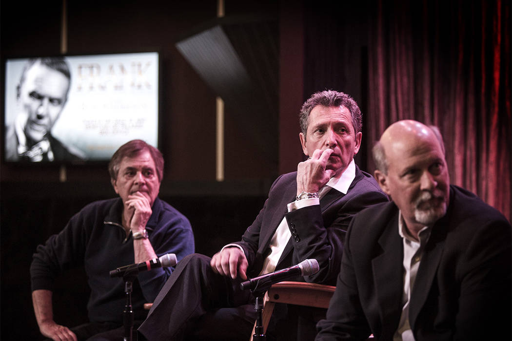 Legendary pianist Vince Falcone, left, died Friday at the age of 78. Falcone's most recent Strip gig was as music director for “Frank, The Man, The Music," with Bob Anderson, center, as Frank SI ...