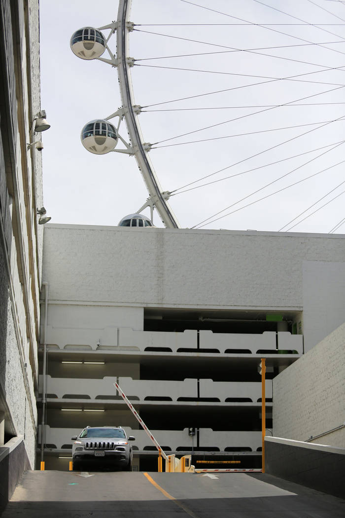 A drivers leaves the Linq hotel-casino, which is now charging for parking, in Las Vegas on Thur ...