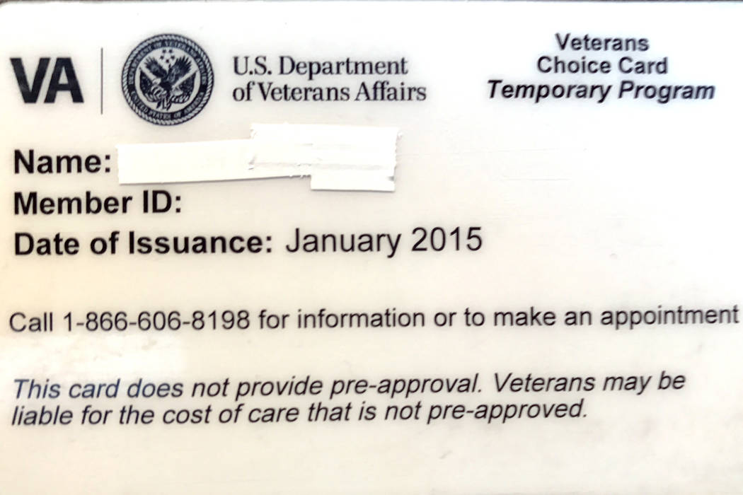 Veterans can use choice cards like this one for health care at the private William Bee Ririe clinic in Ely if VA Salt Lake City Health Care System doesn't renew its contract with the clinic. (Keit ...