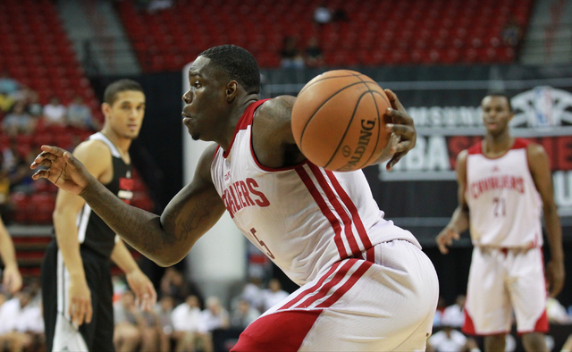 Cleveland's Anthony Bennett (15) drives the ball against Houston during an NBA Summer League game at the Thomas & Mack Center in Las Vegas on Thursday, July 17, 2014. (Chase Stevens/Las Vegas  ...