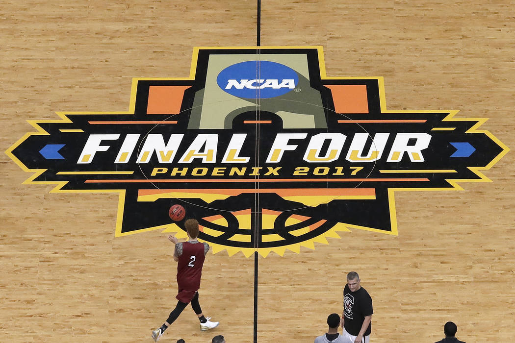 South Carolina players warm up during a practice session for their NCAA Final Four tournament college basketball semifinal game Friday, March 31, 2017, in Glendale, Ariz. (AP Photo/Morry Gash)