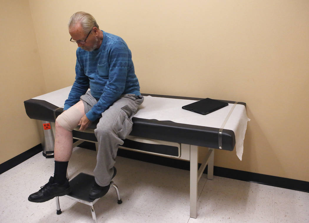 Mark Kline at Dr. Tim Tollestrup's office on Wednesday, March 29, 2017, in Henderson. Tollestrup performed a surgery on his knee. (Christian K. Lee/Las Vegas Review-Journal) @chrisklee_jpeg