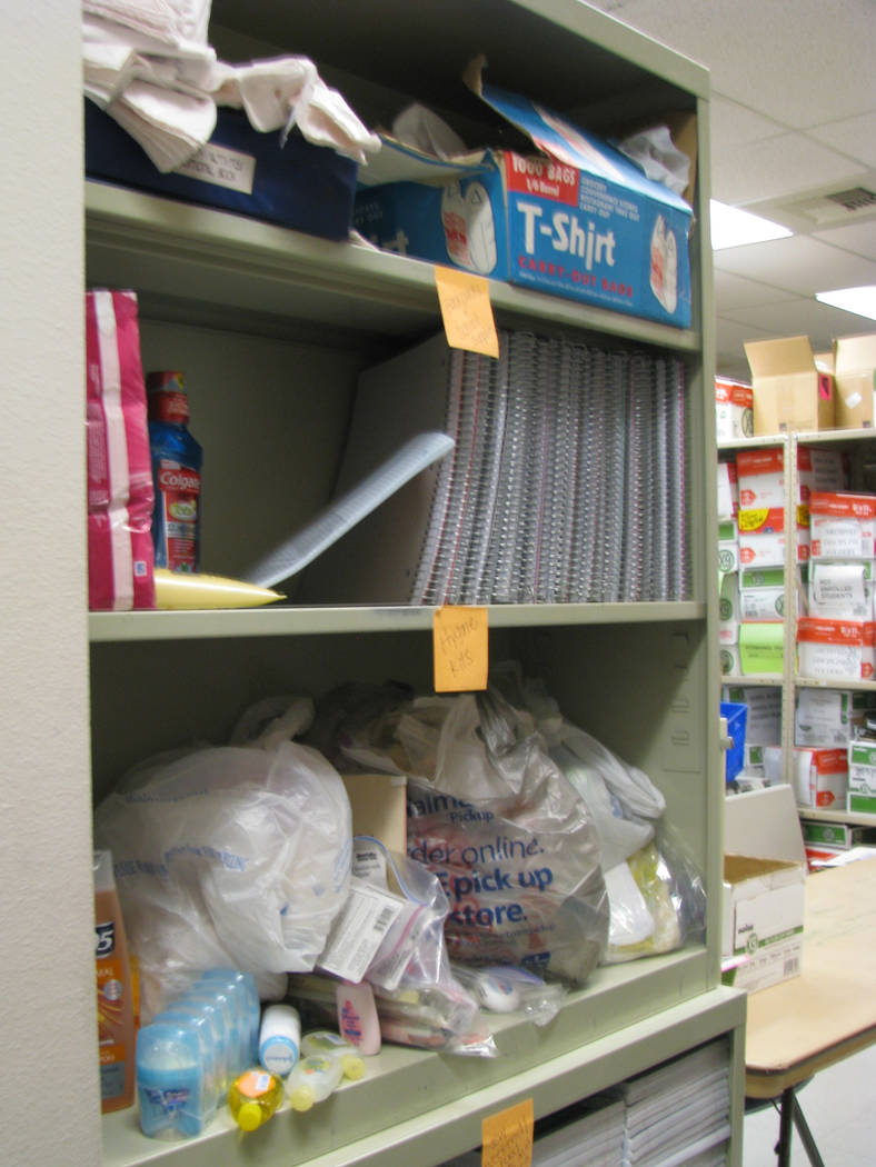 Supplies for Las Vegas High School’s homeless population are spread across five locations at the school. (F. Andrew Taylor/View) @FAndrewTPress