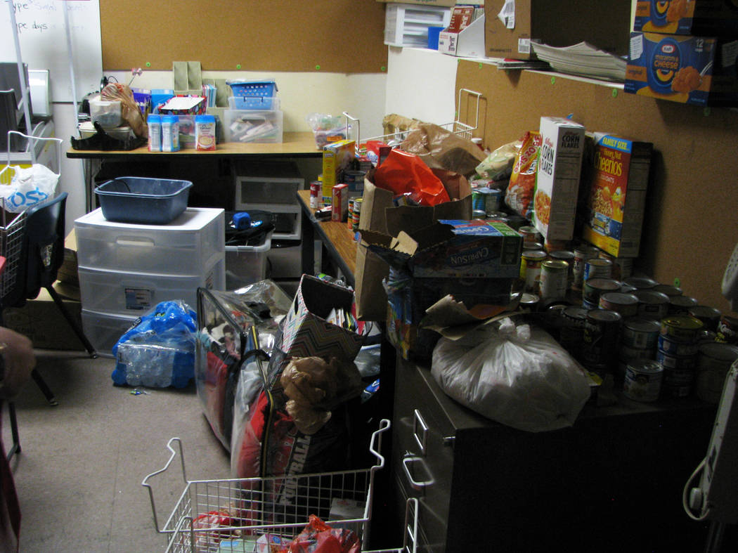 Supplies for Las Vegas High School’s homeless population are spread across five locations at the school. (F. Andrew Taylor/View) @FAndrewTPress