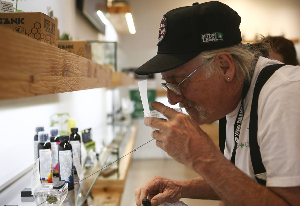 Donald Solo browses through products at medical marijuana dispensary The Source in Las Vegas on Thursday, March 30, 2017. (Chase Stevens/Las Vegas Review-Journal) @csstevensphoto