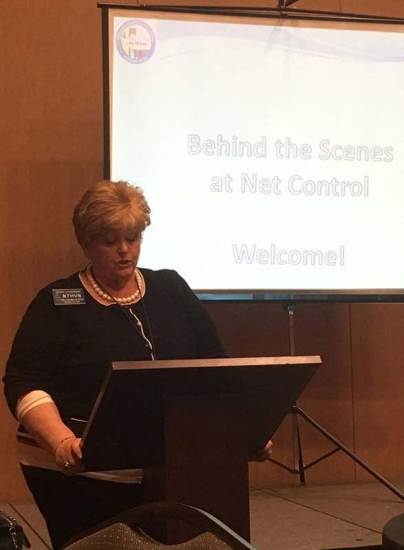 Cathy Etheridge, public-information officer for the Nevada Section of ARRL, speaks April 1 at t ...