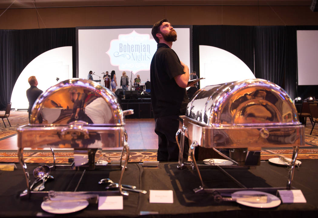 Mandalay Bay staff preparing for a dinner for technology convention attendees. Todd Prince Las Vegas Review-Journal