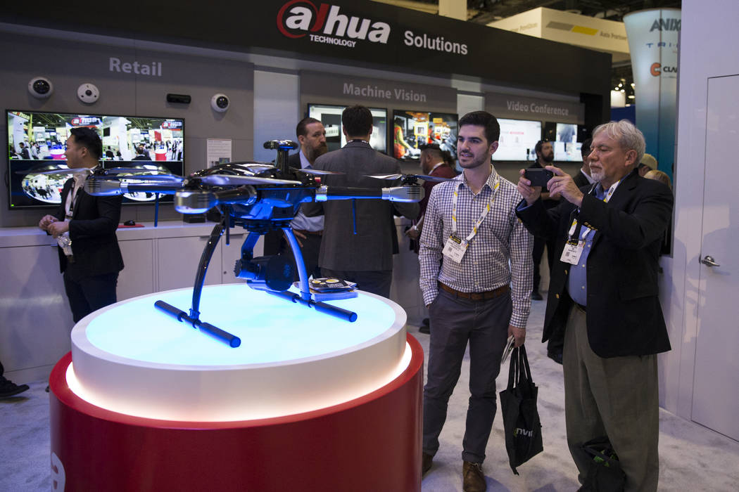 Alex Walker, left, and Paul Joyal of Washington D.C. attends the International Security Conference & Exposition at the Sands Expo on Wednesday, April 5, 2017, in Las Vegas. Erik Verduzco Las V ...