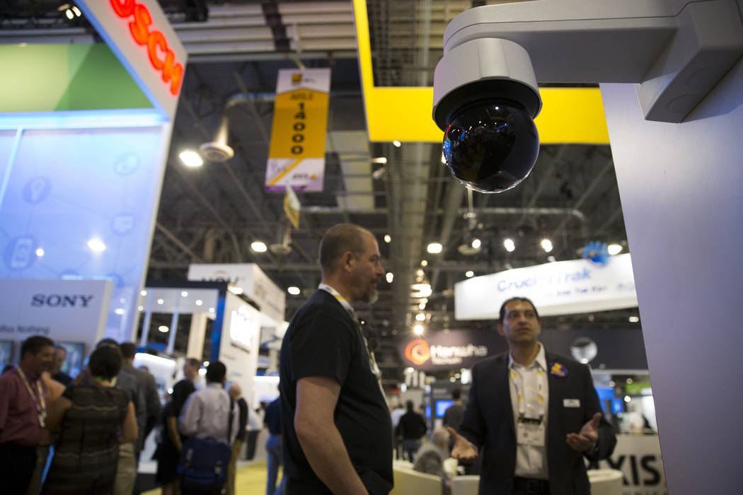 A security camera on display during the International Security Conference & Exposition at the Sands Expo on Wednesday, April 5, 2017, in Las Vegas. Erik Verduzco Las Vegas Review-Journal Follo ...