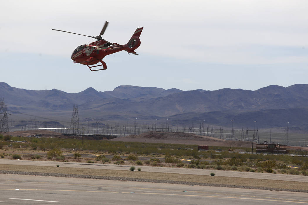 A Grand Canyon Scenic Airline helicopter takes flight at the Boulder City Municipal Airport on Wednesday, April 5, 2017, in Boulder City, Nevada. Their pilots will have the opportunity to join All ...