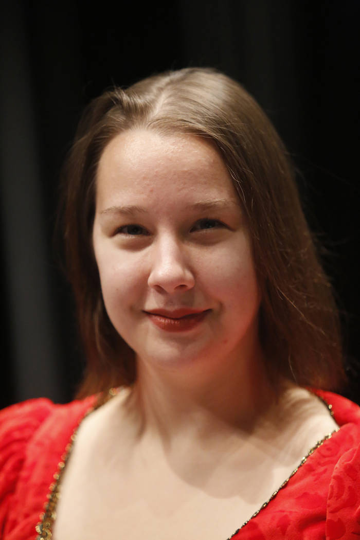 Devon Burke of the Shakespeare Institute of Nevada at Western High School on Friday, March 24, 2017, in Las Vegas. Burke is playing Rosalind in the play "As You Like It". (Christ ...