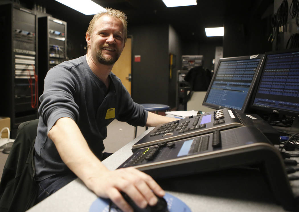 John Adkins of the Shakespeare Institute of Nevada at Western High School on Friday, March 24, 2017, in Las Vegas. Adkins is the Lighting Director for the Institute. (Christian K. Lee/Las Vegas Re ...