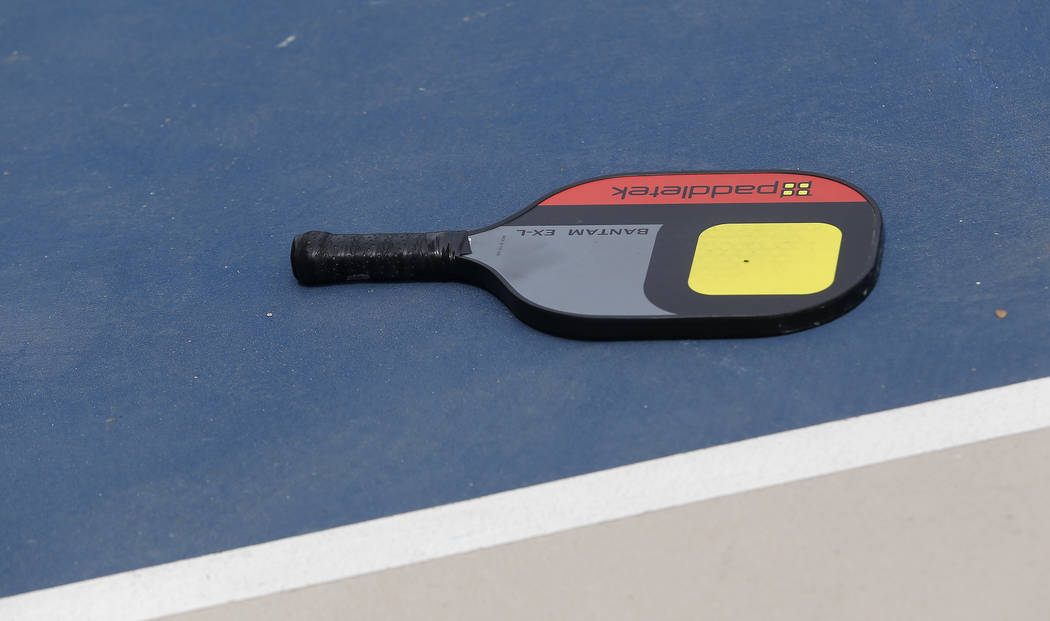 A pickleball paddle at the Sin City Showdown pickleball tournament at the Plaza hotel-casino on Friday, April 7, 2017, in downtown Las Vegas. Christian K. Lee Las Vegas Review-Journal @chrisklee_jpeg