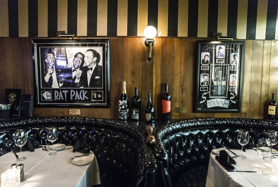 The &quot;rat pack&quot; booth is one of the most popular seating options at the Golden Steer Steakhouse. Photo taken on Wednesday, April, 5, 2017, at the Golden Steer Steakhouse, in Las V ...
