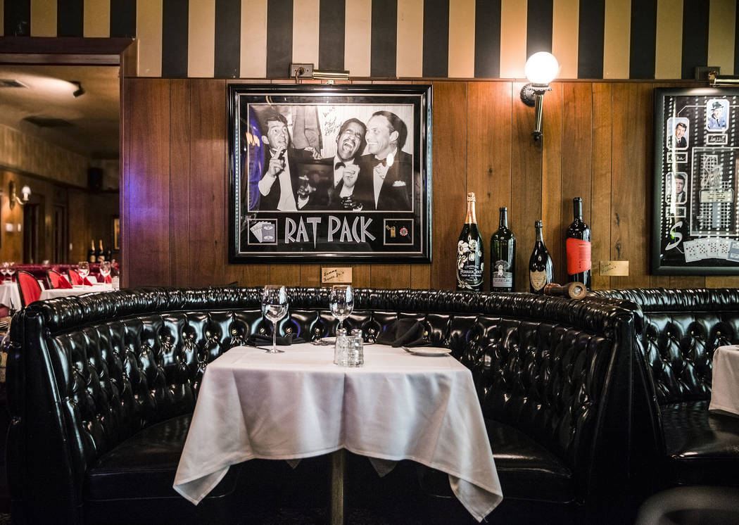 The "rat pack" booth is one of the most popular seating options at the Golden Steer Steakhouse. Photo taken on Wednesday, April, 5, 2017, at the Golden Steer Steakhouse, in Las V ...