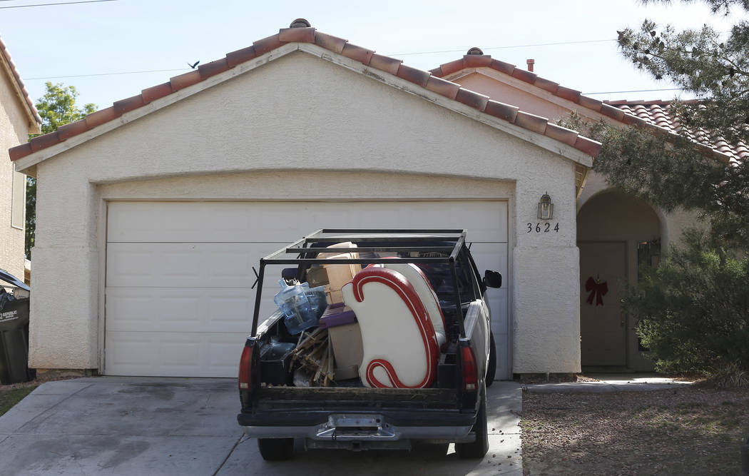 An alleged squatter home on Wednesday, April 5, 2017, in North Las Vegas. Unlawful occupants of abandoned homes can easily turn on the power, water, gas and cable. Christian K. Lee Las Vegas Revie ...