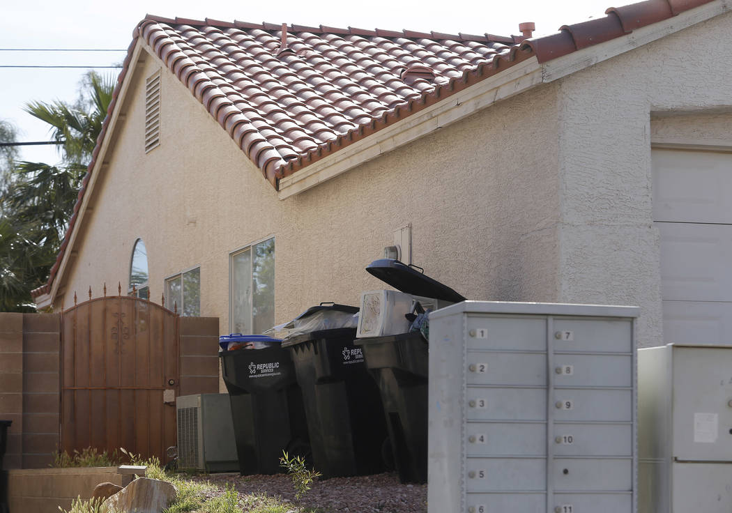 An alleged, active squatter home on Wednesday, April 5, 2017, in North Las Vegas. Unlawful occupants of abandoned homes can easily turn on the power, water, gas and cable. Christian K. Lee Las Veg ...
