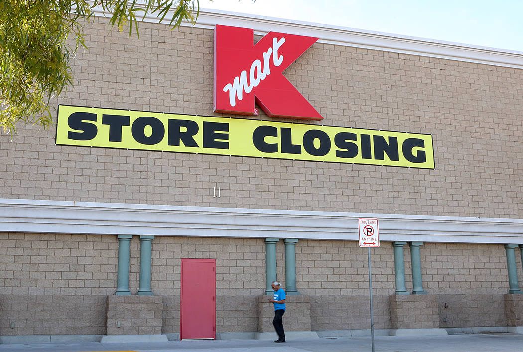 K-Mart store sign on 10405 S. Eastern Ave., announces Its closing on Tuesday, Feb 7, 2017, in Henderson. ( Bizuayehu Tesfaye/Las Vegas Review-Journal) @bizutesfaye