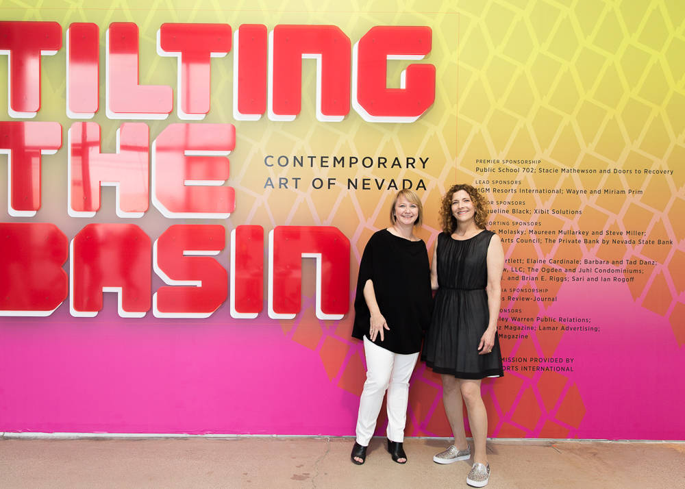 Michelle Quinn, left, and JoAnne Northrup curated the Tilting the Basin: Contemporary Art of Nevada exhibit, co-presented by the Art Museum at Symphony Park and Nevada Museum of Art. (Ray Alamo/Ar ...