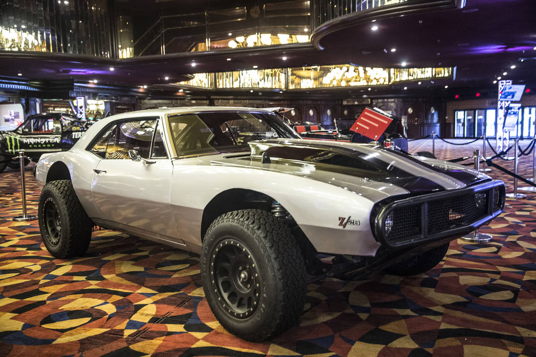 The 1967 Chevrolet Camaro Z28 featured in Furious 7 at Gold Strike Hotel & Gambling Hall on Wednesday, April, 5, 2017, in Jean. (Benjamin Hager/Las Vegas Review-Journal) @benjaminhphoto