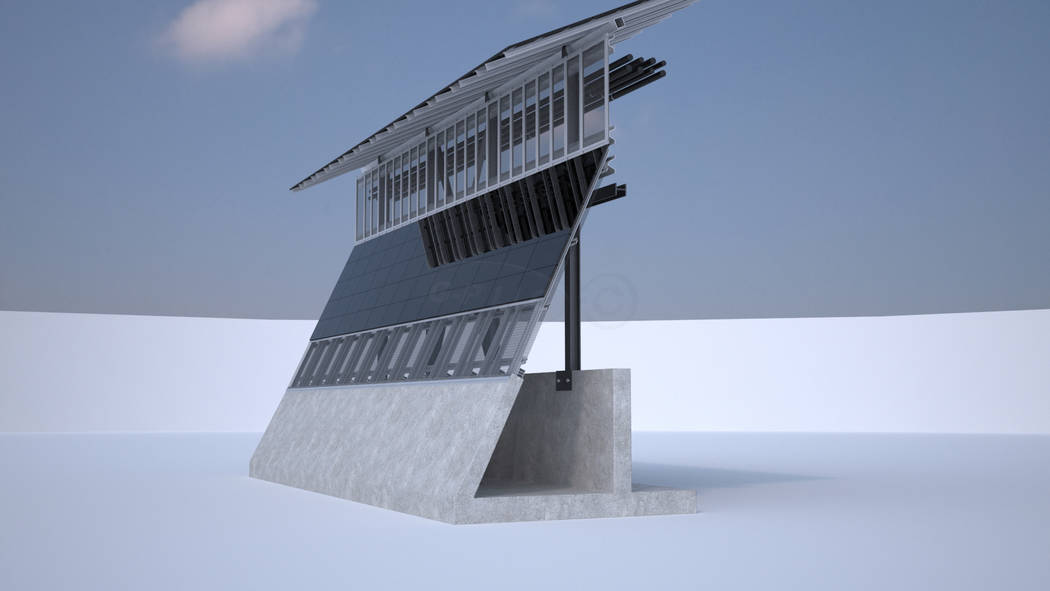 Thomas Gleason, owner of North Las Vegas-based Gleason Partners, says he submitted a bid for President Trump's proposed border wall with Mexico. Gleason's barrier, as seen in the above rendering, ...