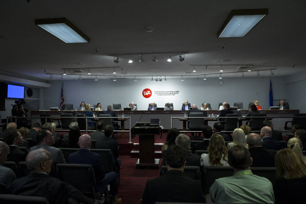 Las Vegas Convention and Visitors Authority board members during a meeting at the Las Vegas Convention Center on Tuesday, April 11, 2017, in Las Vegas. Erik Verduzco Las Vegas Review-Journal @Erik ...
