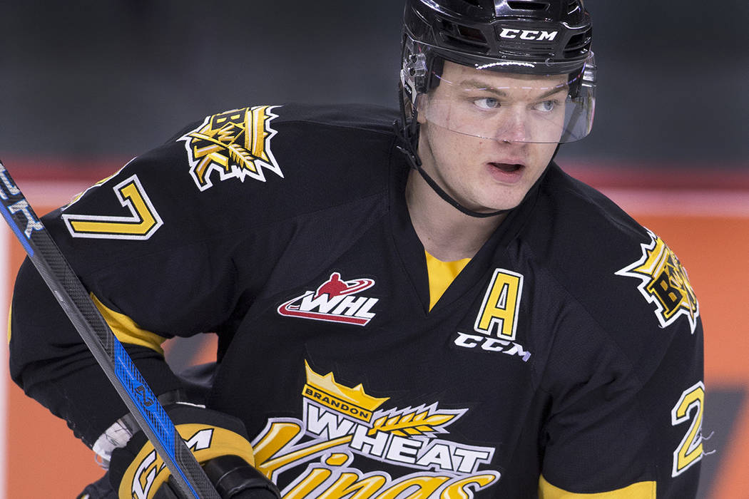 WHL (Western Hockey League) player profile photo on Brandon Wheat Kings' Reid Duke at a game against the Calgary Hitmen in Calgary, Alberta on Jan. 29, 2017. (Larry MacDougal via AP)