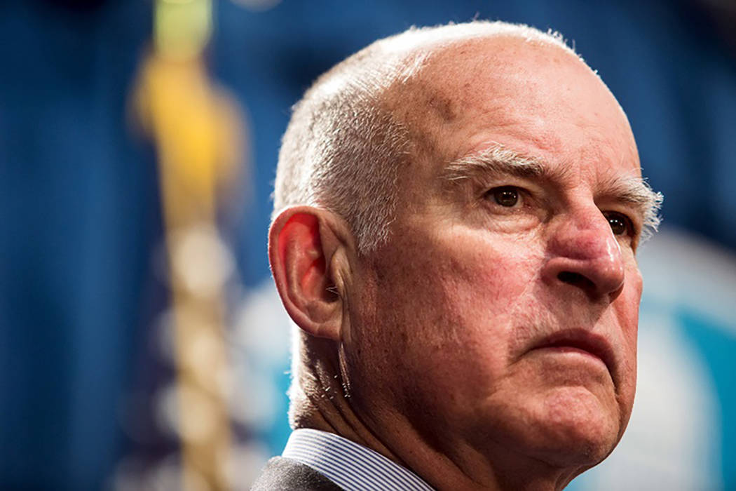 California Governor Jerry Brown during a news conference at the State Capitol in Sacramento, California on March 19, 2015.  (Max Whittaker/Reuters)