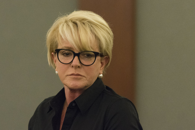 Leslie Parraguirre, wife of Nevada Supreme Court Justice Ron Parraguirre, appears in court during the sentencing for her former bookkeeper, Roxanne Sparks, at the Regional Justice Center in Las Ve ...