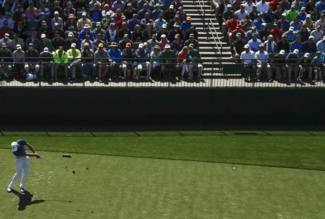 Sergio Garcia, of Spain, hits a tee shot on the 16th hole during the second round of the Masters golf tournament Friday, April 7, 2017, in Augusta, Ga. (Matt Slocum/AP)