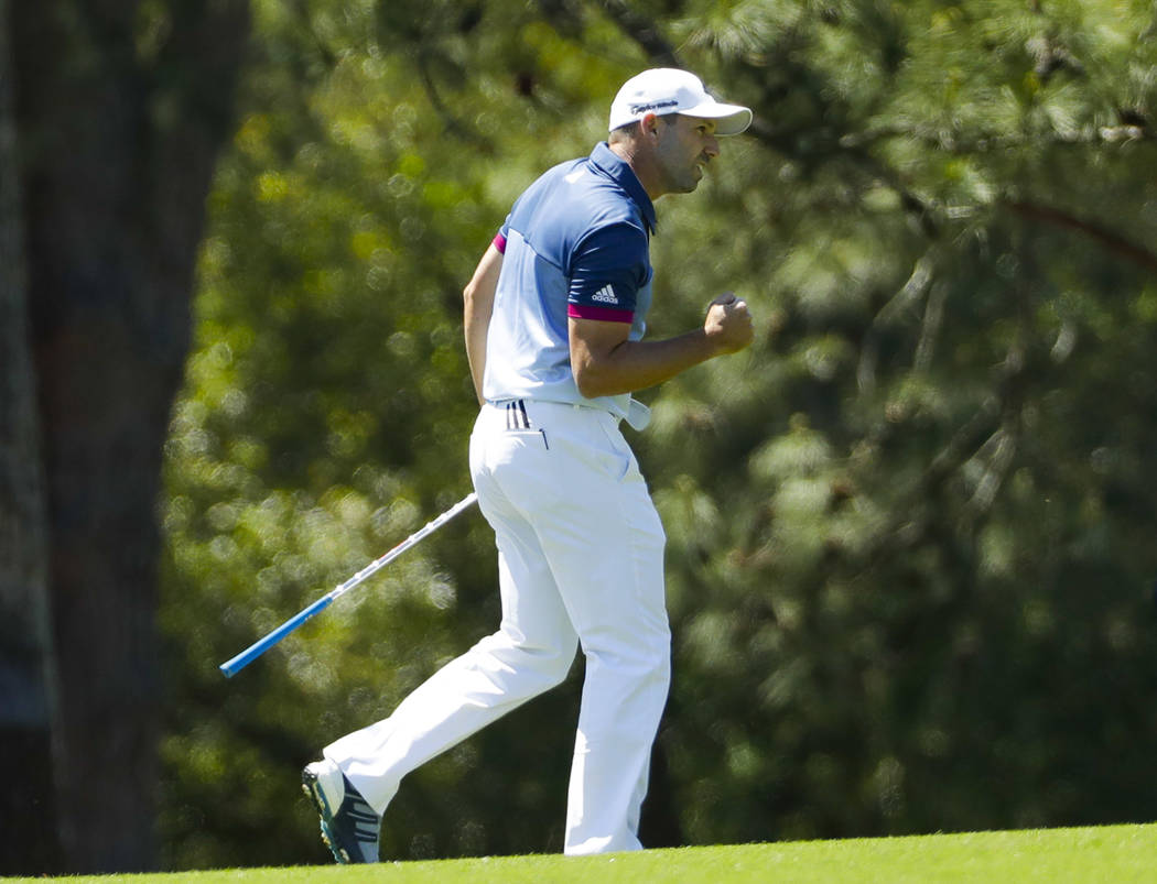 Sergio Garcia, of Spain, reacts to a shot on the 15th hole during the second round of the Masters golf tournament Friday, April 7, 2017, in Augusta, Ga. (David J. Phillip/AP)