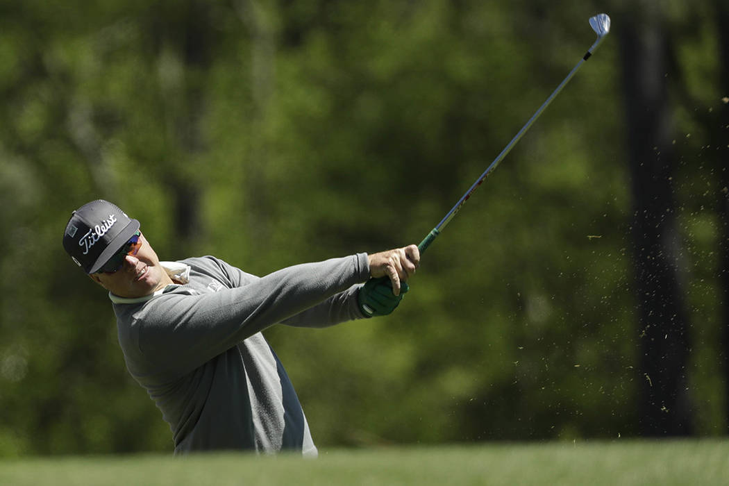 Charley Hoffman hits his tee shot on the 12th hole during the second round of the Masters golf tournament Friday, April 7, 2017, in Augusta, Ga. (David J. Phillip/AP)