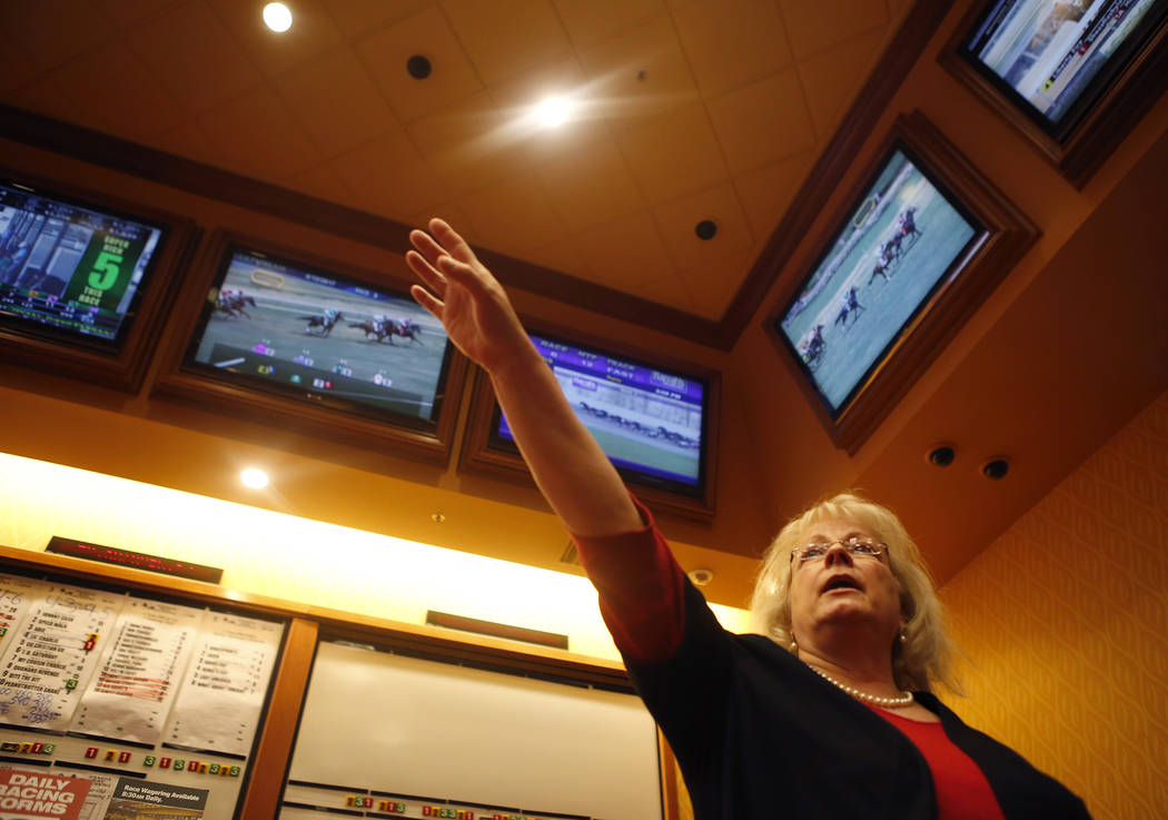 Mary Jungers shows the betting facility at South Point on Wednesday, April 12, 2017, in Las Vegas. Jungers is the race book manager for the casino. Christian K. Lee Las Vegas Review-Journal @chris ...