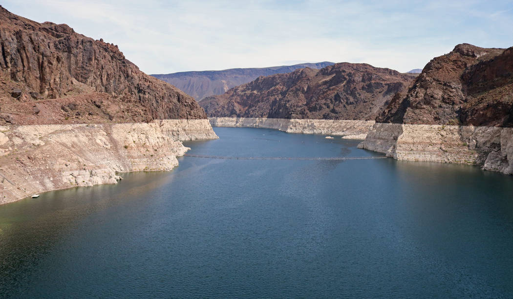 View of the Colorado River from the top of Hoover Dam, Tuesday, April 11, 2017. (Gabriella Benavidez/Las Vegas Review-Journal) @gabbydeebee