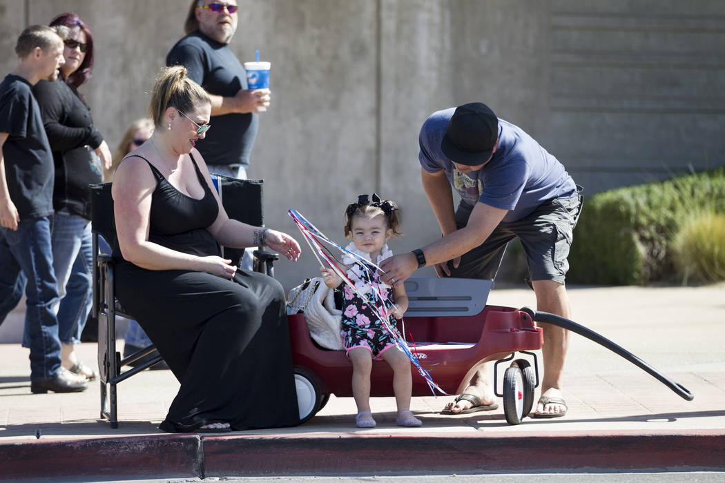 Miranda Davis, from left, with her 2-year-old daughter Frankie and husband Billy during the annual Henderson Heritage Parade and Festival on Saturday, April 15, 2017, in Henderson. Erik Verduzco L ...